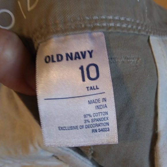 new Old Navy khaki Grayish pants with pink lobsters embroidered size 10 tall - Picture 6 of 15